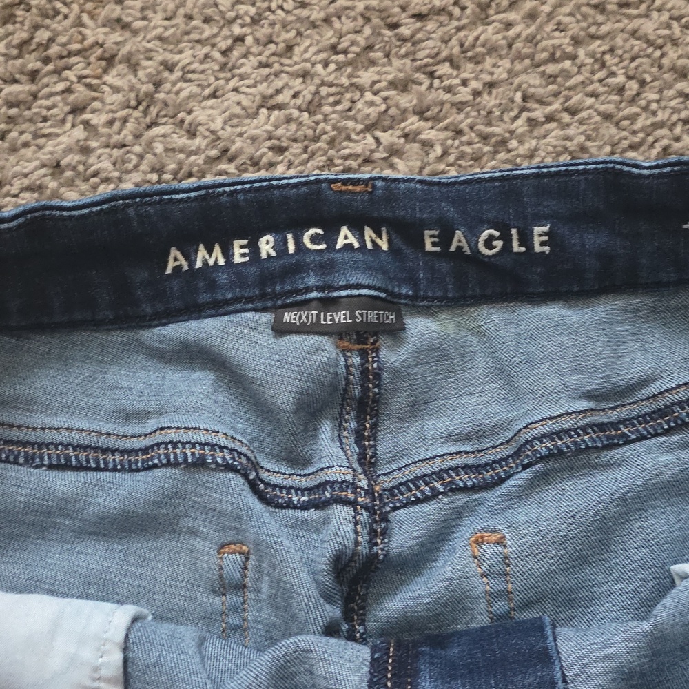 American Eagle Outfitters Dark Blue High-Rise Skinny Jeans - Picture 2 of 3